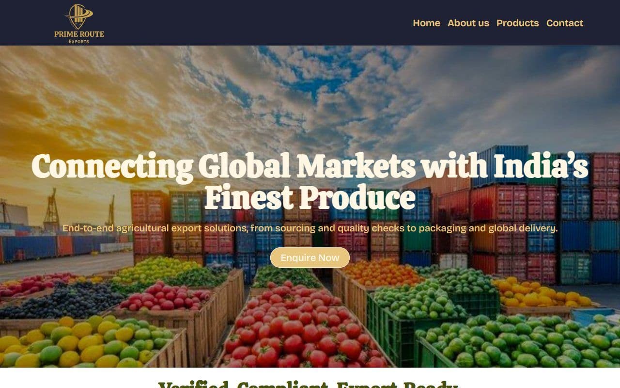 Prime Route Exports – Import & Export Company Website